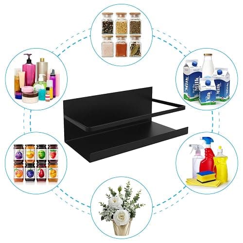 Magnetic Spice Rack for Refrigerator, 2 Pack Magnetic Shelf Spice Organizer for Spice Jars, Fridge Seasoning Organizer Spice Holder Magnet Shelves forKitchen Pantry Organization and Storage + 4 Hooks thumbnail 7