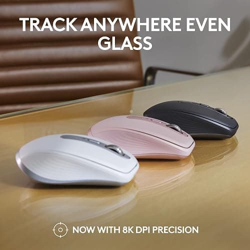 Logitech MX Anywhere 3S Compact Wireless Mouse, Fast Scrolling, 8K DPI Any-Surface Tracking, Quiet Clicks, Programmable Buttons, USB C, Bluetooth, Windows PC, Linux, Chrome, Mac - Graphite thumbnail 2