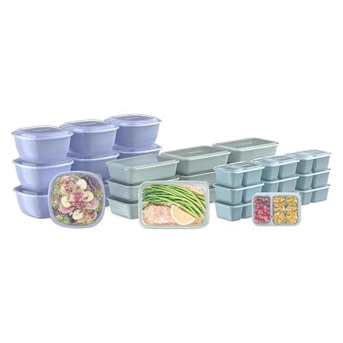 Bentgo Prep 60-Piece Variety Meal Prep Kit - Reusable PFAS & BPA-Free Food Containers 1-Compartment Trays, Prep Bowls, & Snack Boxes - Microwave, Freezer, & Dishwasher Safe (Floral Pastels) - Image 1