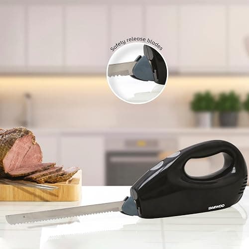 Daewoo Electric Carving Knife, Cuts Effortlessly Through Meats And Frozen Foods With Durable Twin Blades, Black thumbnail 2