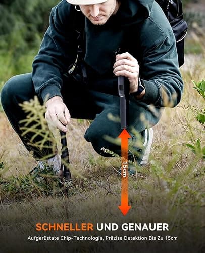 SUNPOW Pinpointer Metalldetektor – Wiederaufladbar, 15h Laufzeit, IP68 Wasserdicht, 360° Hochsensitiv, 50% Tiefenverbesserung & Upgraded Chip, Handheld Schatzsuche für Erwachsene & Kinder thumbnail 3