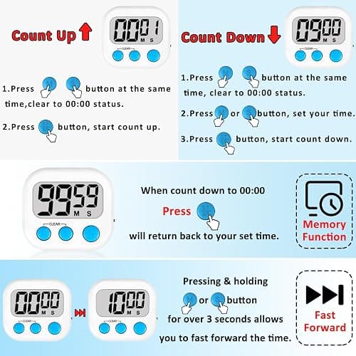 ZILLEEN Classroom Timers for Kids Classroom Magnetic Digital Kitchen Timers for Cooking Teachers Gym Game 6 Pcs thumbnail 8