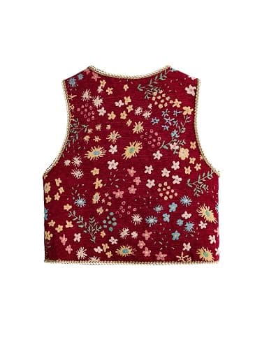 GORGLITTER Women's Sleeveless Western Rodeo Country Concert Cowgirl Outfit Tie Front Cardigan Vest Top Casual Trendy thumbnail 3