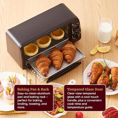 Elite Gourmet ETO236 Compact 2-Slice Toaster Oven, 15-Min Timer, Black | Bake, Broil, Toast & Adjustable Temperature, Countertop Design - fits small kitchens, dorms and RVs thumbnail 5