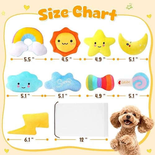 KIPRITII Whimsical Squeaky Dog Toys for Small Dogs & Puppies – Plush Toys Pack with Storage Bag, 9 Pcs Stuffed Puppy Chew Toys with Squeakers to Relieve Boredom thumbnail 6