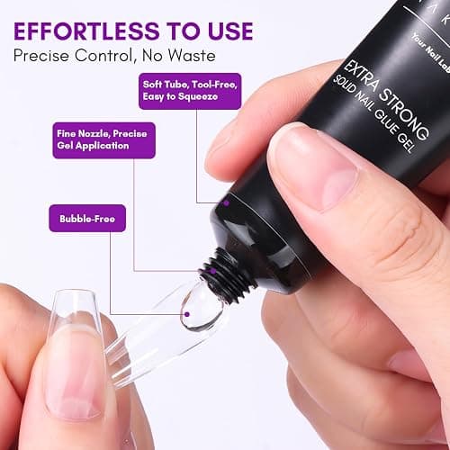 Makartt Solid Nail Glue Gel: Super Strong Nail Glue for Press On & Acrylic Nails, 3D Gel Nails Art Design, Long Lasting Clear Adhesive 15ML, UV Lamp Cured, Ideal for Home Salon DIY Use thumbnail 4