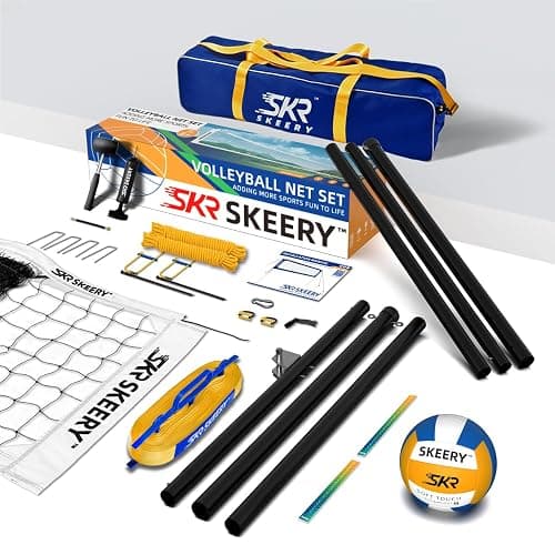 SKEERY Outdoor Heavy Duty Volleyball Net Set, Anti-Sag Design, Adjustable Aluminum Poles, Portable Volleyball Net for Backyard,Grass and Beach thumbnail 7