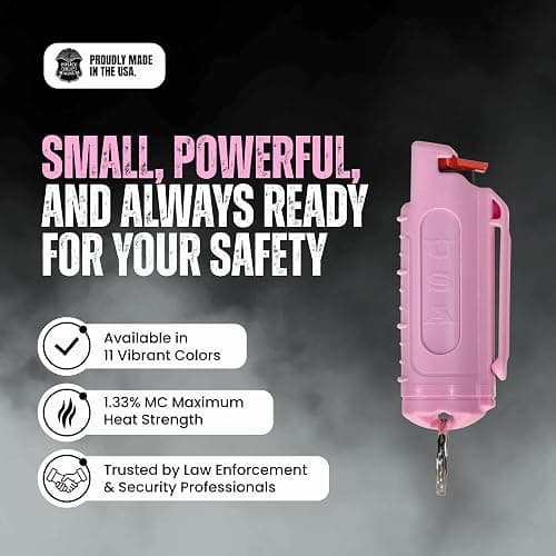 Police Magnum Keychain Pepper Spray Self Defense Belt Clip Holder - 1 Pack Tactical Maximum Strength OC with Dye - Small Case Safety Key Chain for Women & Men - Made in The USA thumbnail 2