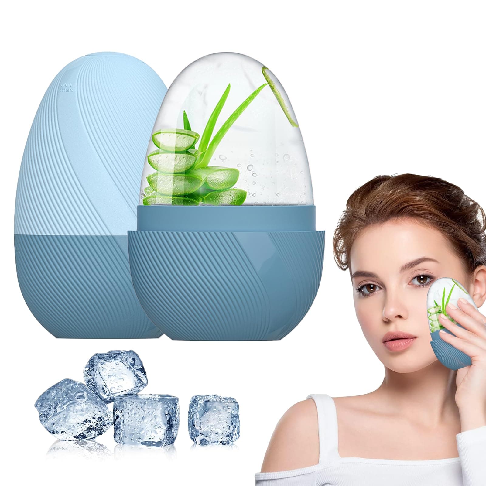 Rodillo de Hielo Facial, Ice Roller Facial para Cara y Ojos Reutilizable, Molde de Hielo Facial para Mejora La Piel Opaca/Piel Firme/Elimina la Hinchazón de Los Ojos/Elimina Las Ojeras (Verde) - Image 1