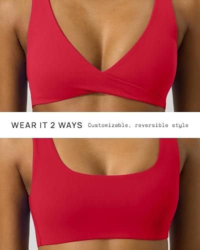 PAVOI ACTIVE Twist Front Sports Bra for Women - Two Ways Customizable Coverage Workout V Plunge Front & Back Bra, FlexFlow thumbnail 2