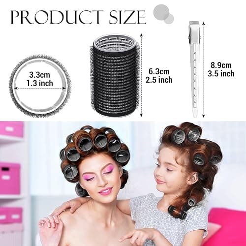 Hair Curlers Rollers, 12Pcs Hair Rollers Hair Curlers Self Grip Holding Rollers with 12 Pcs Hair Clips for Long Medium Short Thick Fine Thin Hair Bangs Volume thumbnail 3