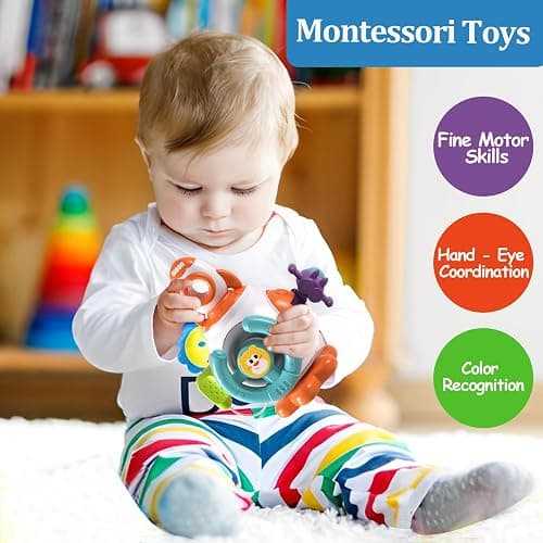 Montessori Sensory Toys for Toddlers 1-3 - Travel Activities Busy Board Cube - Baby Gifts for 6 9 12 18 Months 1 2 One Year Old Infant Boys Girls - Airplane Plane Car Travel Toys Educational Learning thumbnail 3