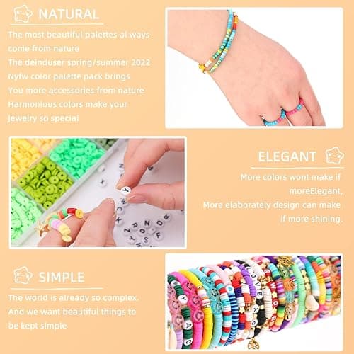 SJZWSD 6-Box Friendship Bracelet Making Kit - 16,000pcs Clay Beads, Seed Beads & Glass Beads Collection, Letter Beads, Charms thumbnail 6