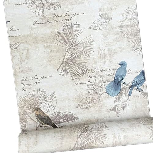 Vintage Floral Self Adhesive Wall Paper Shelf Liner Funitures Dresser Drawer Cabinet Decor Paper (Blue Bird, 17.7inchX100inch(8.2Ft)) thumbnail 2