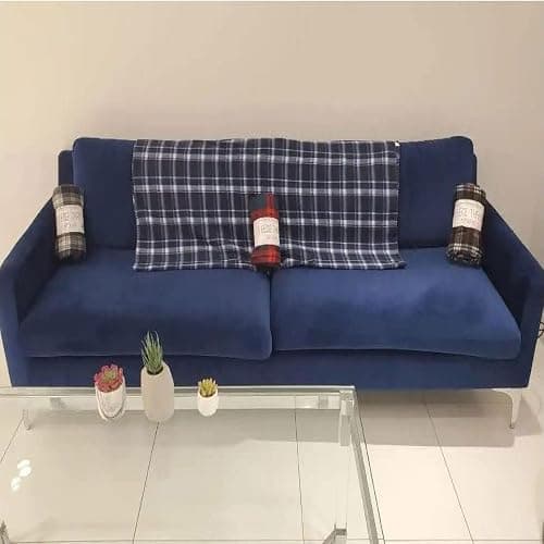 50x60 Throw Blankets, Plaid Fleece Throw Blankets for Bedroom, Couch, Livingroom, Chair, Pets, Outdoors (Blue) thumbnail 2