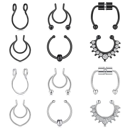 Briana Williams Fake Septum Piercing Fake Septum Ring Faux Septum Nose Rings Fake Septum Fake Nose Ring Clip On Septum Nose Ring Faux Septum Piercing for Women Non Piercing Fake Septum Hoop Jewelry - Image 1