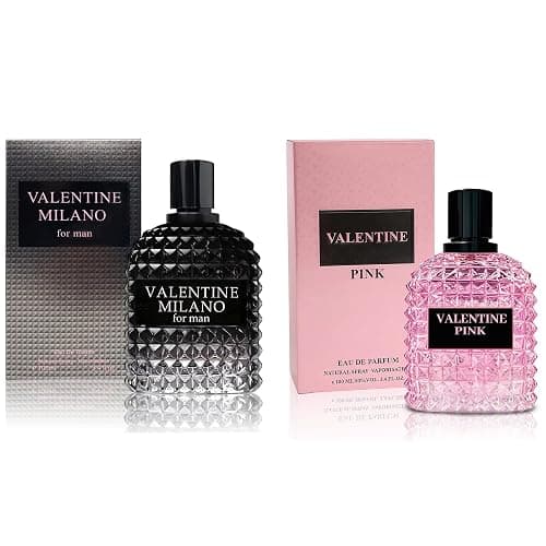 A CENTER Perfume Couple Set Valent Milano & Pink,Long Lasting Sweet Scent for Women/Men Fragrance 2x100ML - Image 1