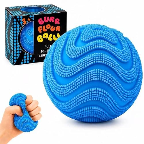 Fuzz Ball Squishy Stress Ball,Soft Fidget Squishy Fuzz Squeeze Ball for Adults,Anxiety Stress Relief Toys,Party Favors Gift for Adults (Blue Ball) - Image 1