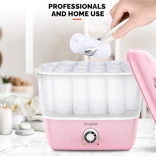 TASALON Hot Towel Steamer for Facials, Hot Towel Warmer Quickly Heats Up in 5 Minutes, Portable Towel Machine Fits 16 Mini Towels, Salon Equipment Towel Warmer for Facials, Spa, Massage, Pink thumbnail 7