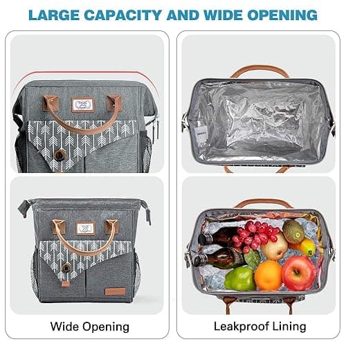Lekesky 10L Insulated Lunch Bag for Women for Work Lunch Tote, Grey thumbnail 5