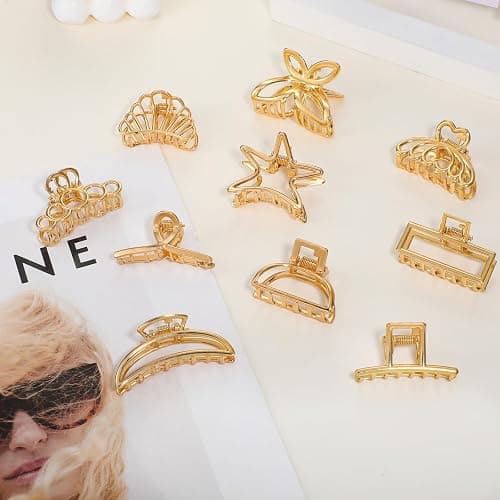 CWJCYTNSN Small Gold Hair Clips, 10Pcs Metal Hair Claw Clips for Women Thick Thin Hair, Non-Slip Hair Clips for Women and Girls, Strong Hold Hair Accessories thumbnail 8