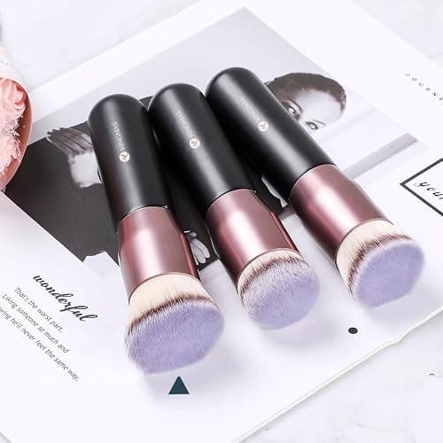 KINGMAS Angled Top Foundation Brush, Premium Kabuki Makeup Brush for Liquid, Blending, Cream, Powder,Blush Buffing Stippling Face Makeup Tools Black thumbnail 6