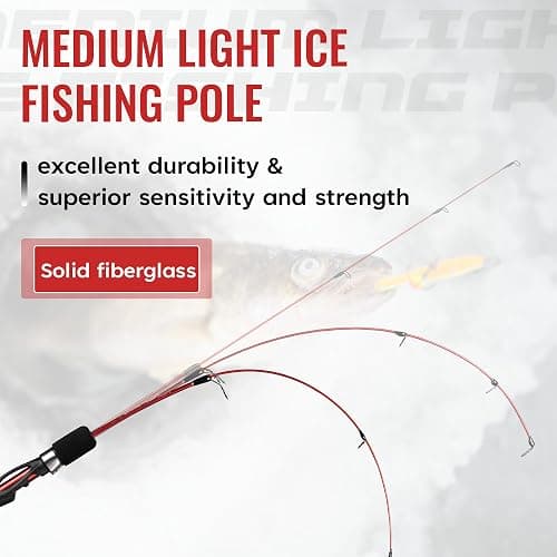 WIDDEN Ice Fishing Rod and Reel Combo, 27" Medium Light Spinning Ice Fishing Pole, Gear with Tackle Box Kit, Line, Lures for Saltwater, Freshwater Trout, Bass, Walleye thumbnail 4
