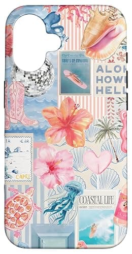 Beachy Blue Coquette Coastal Collage Preppy Cute Aesthetic Case for iPhone 16 - Image 1
