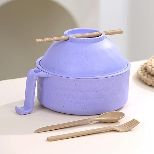 Layron Ramen Cooker Ramen Bowl Set with Chopsticks Microwave Noodle Bowl College Dorm Room Essentials for Girls for Boys Apartment Essentials-Blue thumbnail 2