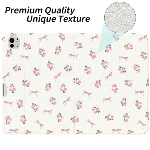 JOYLAND Floral Bowknot Case for iPad 10th Generation 2022 10.9"/iPad (A16) 11th Generation 2025 11" with Pencil Holder Multi-Angle Viewing Folio Stand Leather Cover Auto Sleep/Wake Aesthetic Flower thumbnail 2