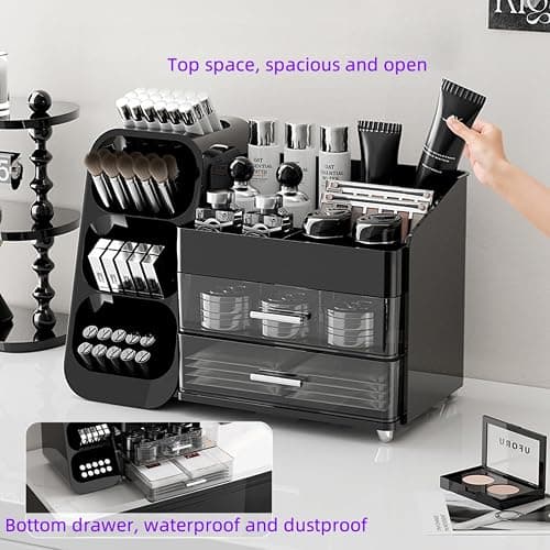 Makeup Organizer with Drawers for Vanity,Spacious Cosmetic Display Case,Perfect Storage Solution for Your Beauty Essential (Black) thumbnail 6