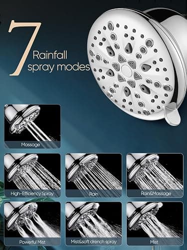 Cobbe Filtered Shower Head, 7 Modes High Pressure Shower Heads - 16 Stage Shower Head Filter for Hard Water for Remove Chlorine and Harmful Substances (Luxury Polished Chrome, 5 Inch Round) - Round - A.Premium Chrome thumbnail 8