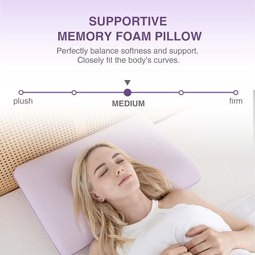 Cooling Pillow for Sleeping, Gel Memory Foam Pillow with Reversible Cover, Neck Support for Side, Back and Stomach Sleepers, Removable & Machine Washable Cover, Bed Pillows for Hot Sleepers, Purple thumbnail 3