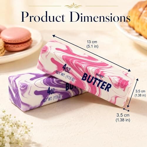 2 Pack Butter Squishy Toys, Slow Rising Squeeze Toys for Stress Relief | 2-Pack Pink & Purple Butter Squishies, Slow-Rising Squeeze Toys for Desk, Office, Study Breaks, Travel & Home thumbnail 3