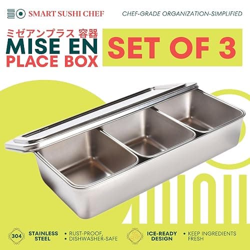 Smart Sushi Chef Mise en Place Containers Set, Stainless Steel Containers With Lids for Spices, Seasonings & Ingredients, Stainless Steel Box Meal Prep Containers for Chefs, Available in 2–6 Packs (2) thumbnail 2