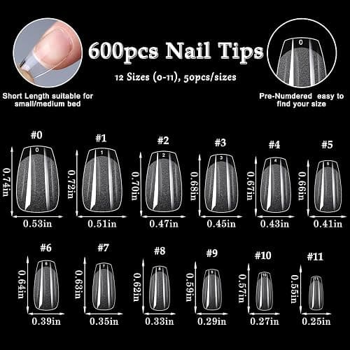 AddFavor 600pcs Short Coffin Nail Tips, Soft Gel Nail Tips x Short Ballerina Clear Fake Nails Full Cover Acrylic Nails Tips for Extension Nail Manicure Salon Home DIY thumbnail 6