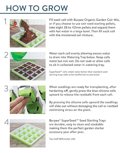 Burpee SuperSeed Windowsill Seed Starting Tray| 8 XL Cell| Reusable & Dishwasher Safe| for Vegetable, Flower & Herb Seeds| Window Garden Seed Starter Kit| Green thumbnail 5