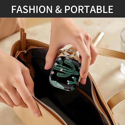 Cute Case Cover Compatible with AirPod 4th Generation 2024, Shockproof for Women & Girls with Golden Round Buckle – Protective, Anti-Drop Design(Cute Cactus) thumbnail 5