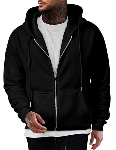 JMIERR Mens Full Zip Casual Cotton Hooded Fleece Drawstring Hoodies Pullover Sweatshirts Casual Long Sleeve Shirts - Image 1