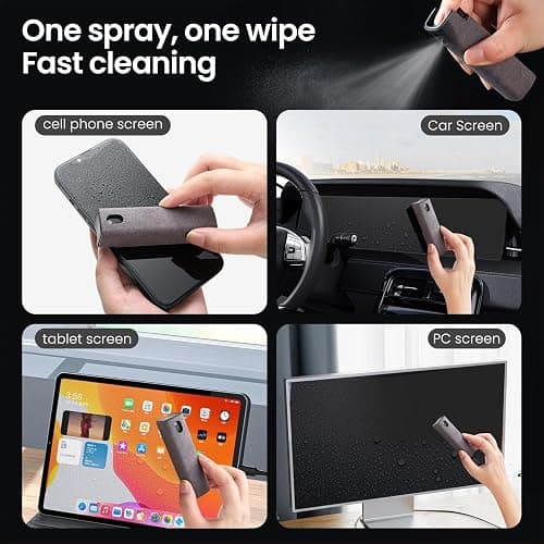 ZERNBER Screen Cleaner, Touch Screen Mist Cleaner, Cell Phone, Laptop and Tablet Screen, 3-in-1 Spray and Microfiber Cloth, Refillable with Water, Alcohol, Sanitizer (Pink -0.35oz) thumbnail 2