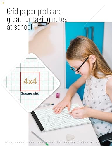 Zaviko Graph Paper Pad 8.5 x 11, 2 Pack, 4x4 Graph Ruled, Grid Paper Pad 8-1/2" x 11", Blueprint Quadrille Pad, Easy Tears Off, Grid Pad Notebook 8.5 x 11, White 70 GSM Graft Paper, 30 Sheets/Pad thumbnail 5