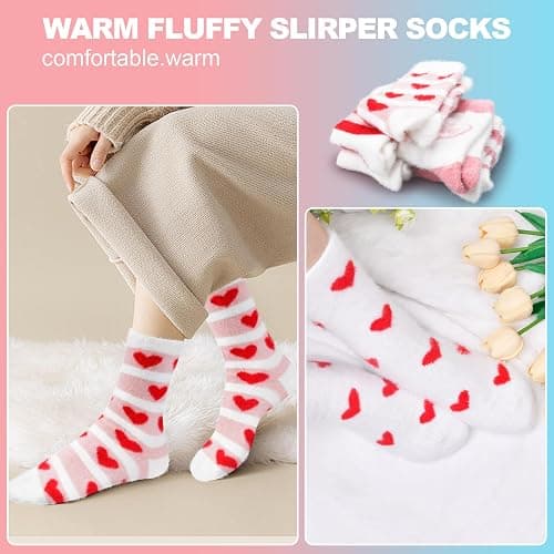 FilmHOO Valentines Day Gifts for Her Wife Fuzzy Socks for Women Cozy Fluffy Warm Socks Birthday Galentines Day Gifts thumbnail 4