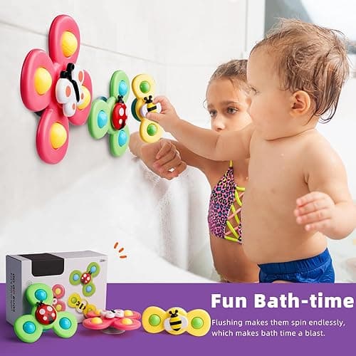 LiKee Strong Suction Cup Fidget Spinnerz Sensory Bath Toys for Baby 12 18 Months Airplane Car Travel Table & Window Toys for 1 2 Years Old Toddler Boys and Girls (Insect-1) - Insect-1 thumbnail 5