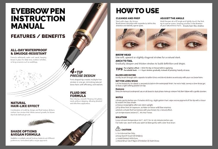 2 Pack Eyebrow Pen, Waterproof Microblading Eyebrow Pencil, 4 Tip Precise Eye Brow Makeup Pen for Women to Effortlessly Create Hair Like Natural Brows, Non Dry Out and Last All Day (Medium Brown) thumbnail 2