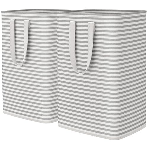 Lifewit 2 Pack Laundry Hamper Large Collapsible Laundry Baskets, Freestanding Waterproof Clothes Hamper with Easy Carry Handles in Laundry Room Bedroom Bathroom College Dorm for Adults, Grey, 2 x 80L - Image 1