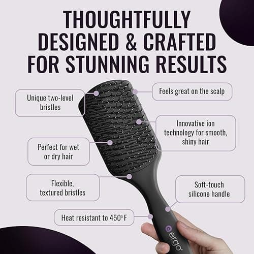 ERGO Super Gentle Mini Paddle Brush for Blow Drying - Hair Brushes for Women with Thick or Thin Hair - Dual Hairbrush for Women - Detangler Hair Brush - Gently Detangles Curly or Wet Hair - ERG750 thumbnail 3