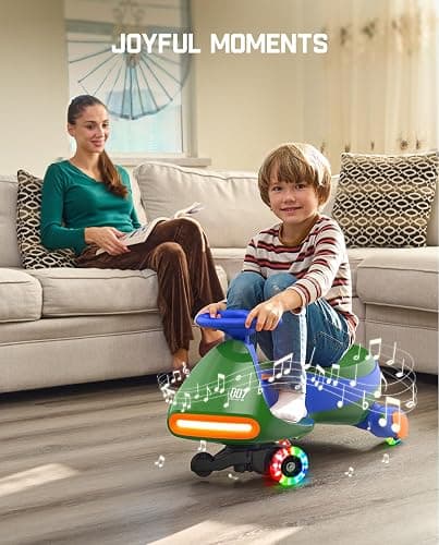 FanttikRide N7 Pro Electric Wiggle Car with Pedal, Rechargeable Battery, CyberWiggle, 2 in 1 Swing Car, 2 Speeds Max 4 Mph, Anti-Rollover, Flashing Wheels, Bluetooth, for Ages 3 and Up, 150 Lbs, Green thumbnail 2