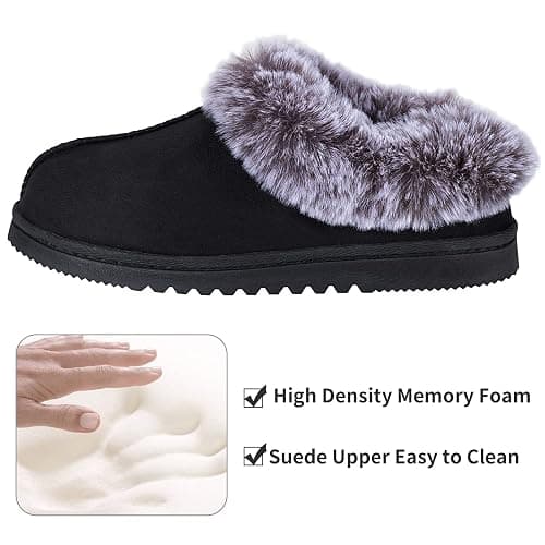 UBXRIN Womens Fuzzy Memory Foam Slippers Boots Cozy Faux Fur House Shoes Indoor Outdoor Rubber Sole Anti-Skid thumbnail 3
