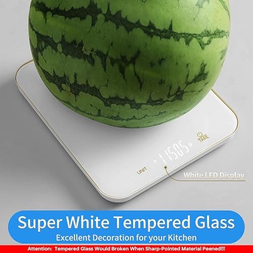 Homebuds 33lb Digital Kitchen Scales in 1g, High Precision Assured by Scales Kitchen Professional Factory SINCE 2001, Food Scales for Cooking and Baking, LED, 3*AAA, White by Golden Line thumbnail 6
