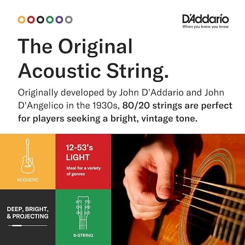 D'Addario Acoustic Guitar Strings, 80/20 Bronze, EJ11-3D, Light Gauge 12-53, 6-String Set, Pack of 3 thumbnail 4